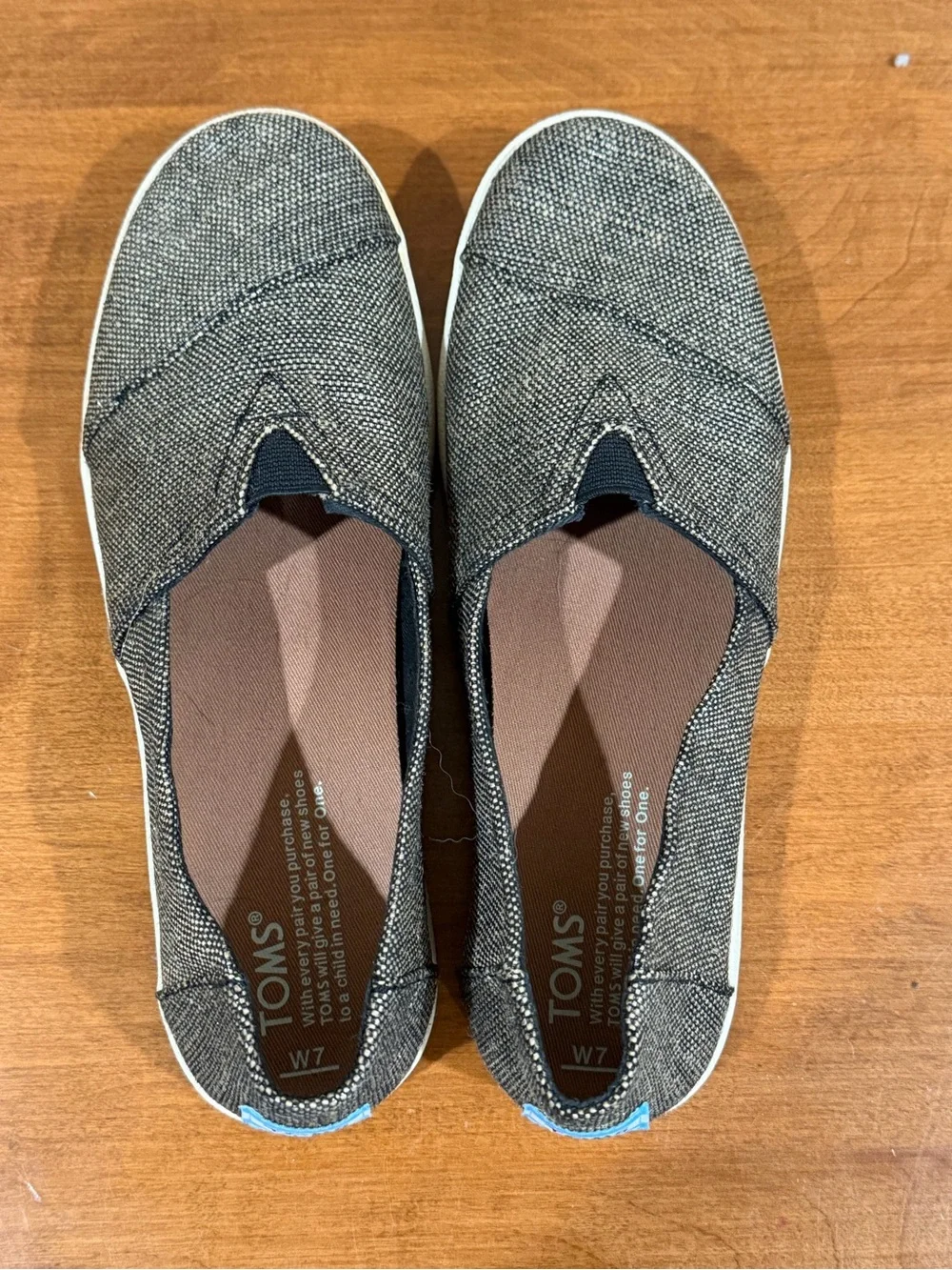 Toms Slip-On Sneakers in Charcoal and White
